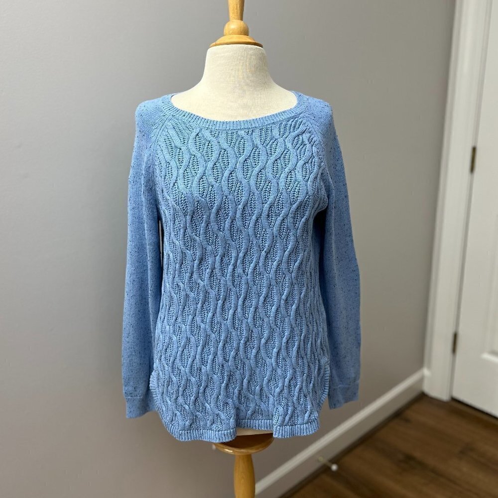 Sonoma Light Blue Crewneck Cable-Knit Sweater Sz L